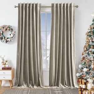 NWOT Dchola Beige Velvet Curtains 52 x 108 Soft Thermal Insulated Tab Curtain